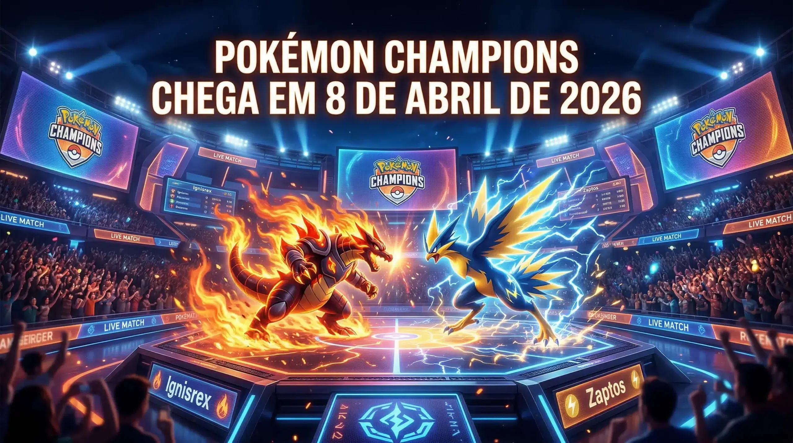Pokémon Champions será lançado em 8 de abril de 2026 para Nintendo Switch e Nintendo Switch 2